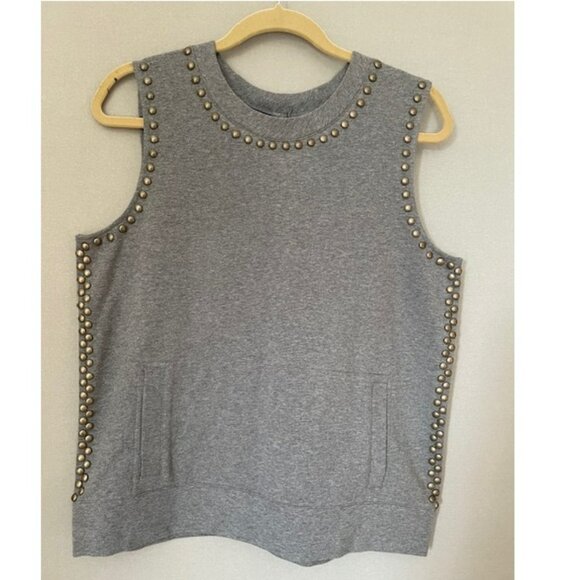 Norma Kamali Stoned Terry Sleeveless Sweatshirt Gray - Picture 2 of 4